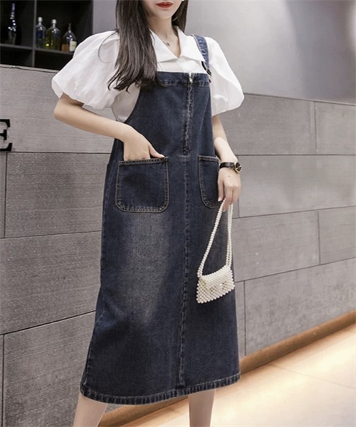 FREE STYLISTS(フリー スタイリスト)の「バックスリット 前後2wayファスナーデニムワンピース(ワンピース・レディース・ダークブルー/ブラック/ライトブルー・M/L/XL/2XL/S)」の16枚目の写真