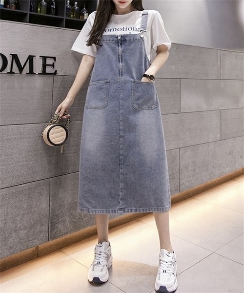 FREE STYLISTS(フリー スタイリスト)の「バックスリット 前後2wayファスナーデニムワンピース(ワンピース・レディース・ダークブルー/ブラック/ライトブルー・M/L/XL/2XL/S)」の10枚目の写真