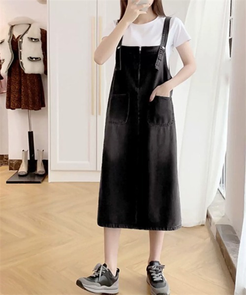 FREE STYLISTS(フリー スタイリスト)の「バックスリット 前後2wayファスナーデニムワンピース(ワンピース・レディース・ダークブルー/ブラック/ライトブルー・M/L/XL/2XL/S)」の6枚目の写真