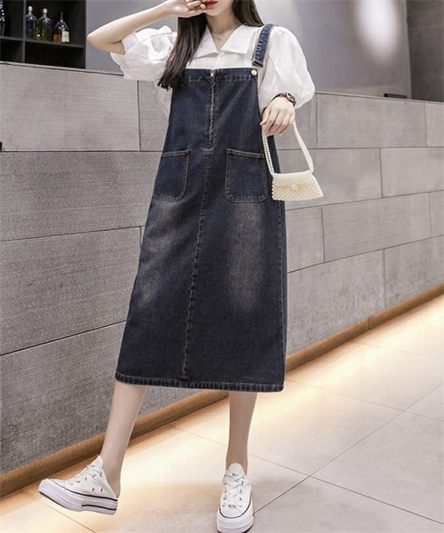 FREE STYLISTS(フリー スタイリスト)の「バックスリット 前後2wayファスナーデニムワンピース(ワンピース・レディース・ダークブルー/ブラック/ライトブルー・M/L/XL/2XL/S)」の15枚目の写真