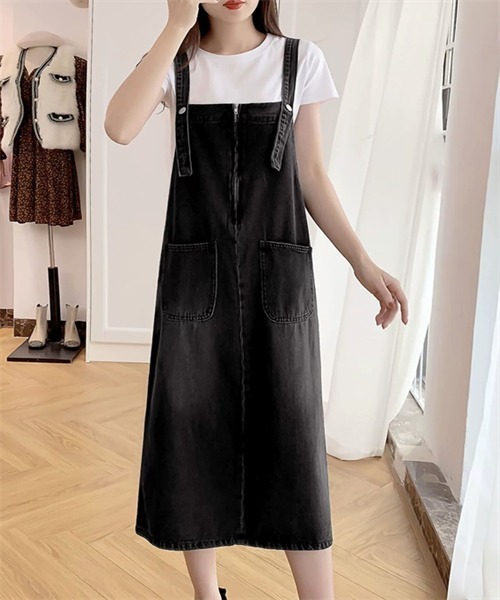 FREE STYLISTS(フリー スタイリスト)の「バックスリット 前後2wayファスナーデニムワンピース(ワンピース・レディース・ダークブルー/ブラック/ライトブルー・M/L/XL/2XL/S)」の7枚目の写真