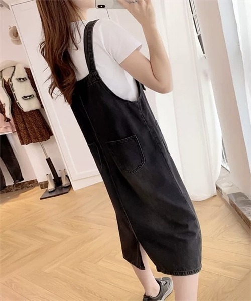 FREE STYLISTS(フリー スタイリスト)の「バックスリット 前後2wayファスナーデニムワンピース(ワンピース・レディース・ダークブルー/ブラック/ライトブルー・M/L/XL/2XL/S)」の17枚目の写真