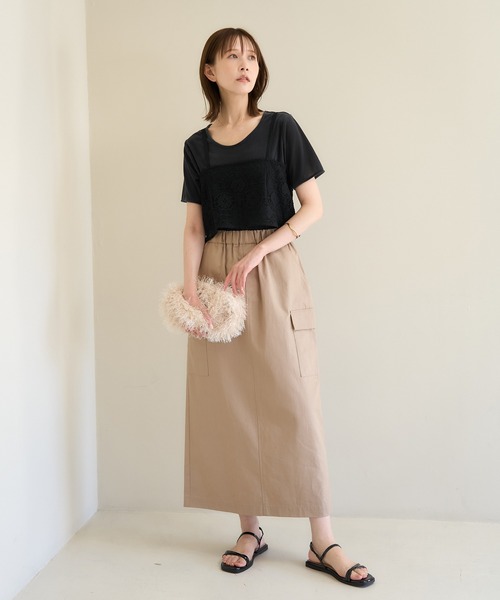 ROPE' PICNIC（ロペピクニック）の「シアーベロアハーフスリーブカットトップス（Tシャツ/カットソー・レディース・チャコールグレー/ブルー系その他6/ベージュ系その他2・38）」の4枚目の写真