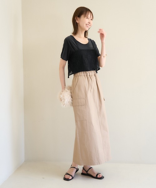 ROPE' PICNIC（ロペピクニック）の「シアーベロアハーフスリーブカットトップス（Tシャツ/カットソー・レディース・チャコールグレー/ブルー系その他6/ベージュ系その他2・38）」の5枚目の写真