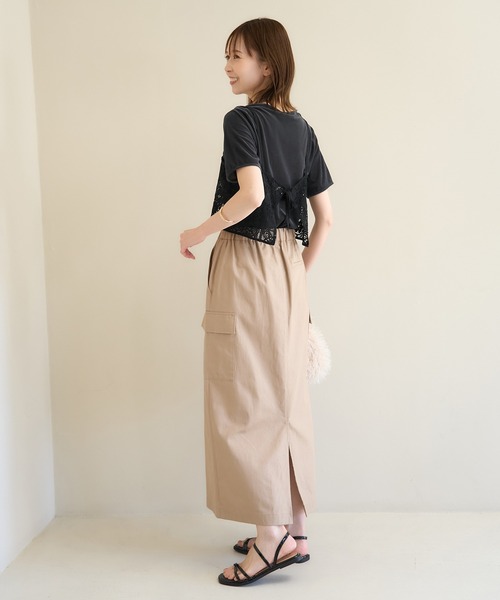 ROPE' PICNIC（ロペピクニック）の「シアーベロアハーフスリーブカットトップス（Tシャツ/カットソー・レディース・チャコールグレー/ブルー系その他6/ベージュ系その他2・38）」の6枚目の写真