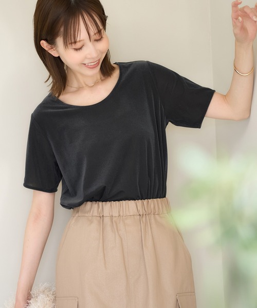 ROPE' PICNIC（ロペピクニック）の「シアーベロアハーフスリーブカットトップス（Tシャツ/カットソー・レディース・チャコールグレー/ブルー系その他6/ベージュ系その他2・38）」の10枚目の写真