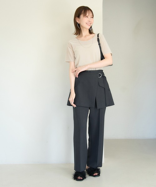 ROPE' PICNIC（ロペピクニック）の「シアーベロアハーフスリーブカットトップス（Tシャツ/カットソー・レディース・チャコールグレー/ブルー系その他6/ベージュ系その他2・38）」の11枚目の写真