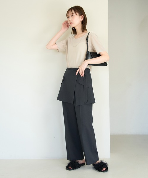 ROPE' PICNIC（ロペピクニック）の「シアーベロアハーフスリーブカットトップス（Tシャツ/カットソー・レディース・チャコールグレー/ブルー系その他6/ベージュ系その他2・38）」の12枚目の写真