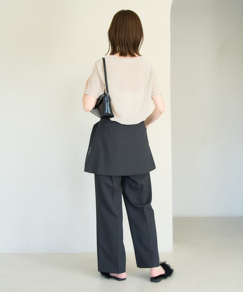 ROPE' PICNIC（ロペピクニック）の「シアーベロアハーフスリーブカットトップス（Tシャツ/カットソー・レディース・チャコールグレー/ブルー系その他6/ベージュ系その他2・38）」の13枚目の写真