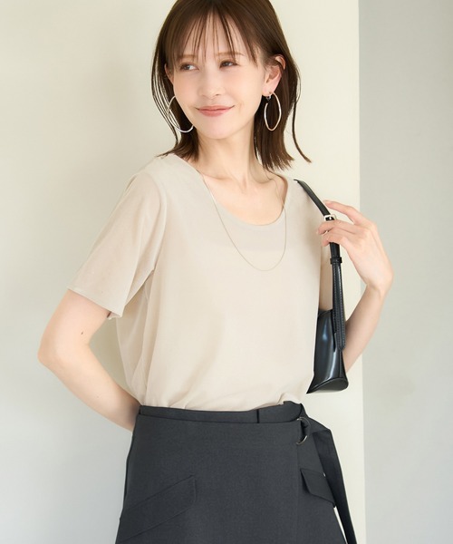 ROPE' PICNIC（ロペピクニック）の「シアーベロアハーフスリーブカットトップス（Tシャツ/カットソー・レディース・チャコールグレー/ブルー系その他6/ベージュ系その他2・38）」の15枚目の写真