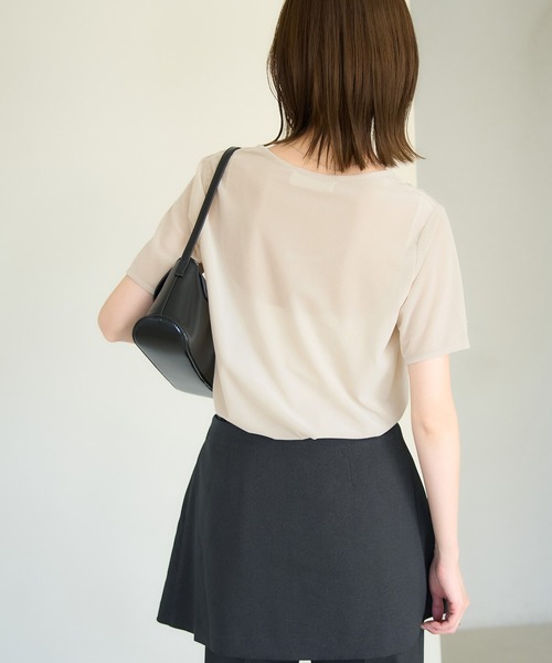 ROPE' PICNIC（ロペピクニック）の「シアーベロアハーフスリーブカットトップス（Tシャツ/カットソー・レディース・チャコールグレー/ブルー系その他6/ベージュ系その他2・38）」の16枚目の写真