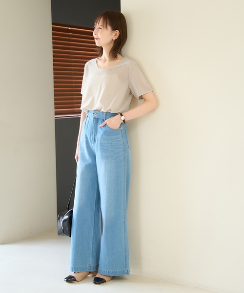 ROPE' PICNIC（ロペピクニック）の「シアーベロアハーフスリーブカットトップス（Tシャツ/カットソー・レディース・チャコールグレー/ブルー系その他6/ベージュ系その他2・38）」の18枚目の写真