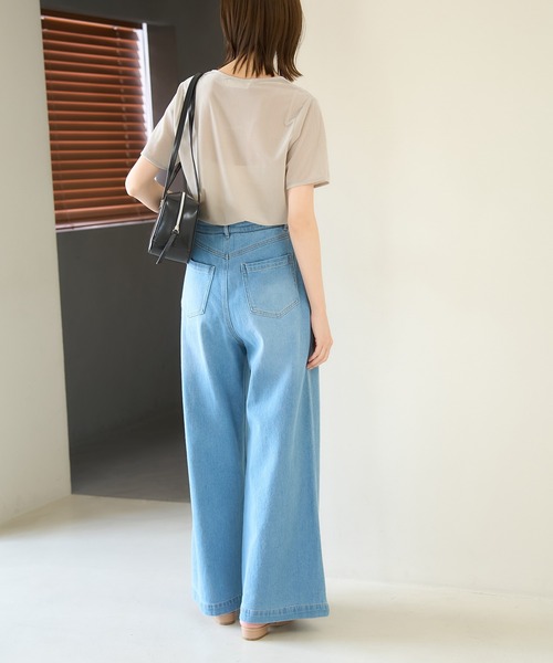 ROPE' PICNIC（ロペピクニック）の「シアーベロアハーフスリーブカットトップス（Tシャツ/カットソー・レディース・チャコールグレー/ブルー系その他6/ベージュ系その他2・38）」の19枚目の写真