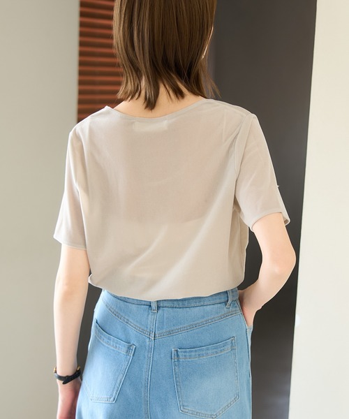 ROPE' PICNIC（ロペピクニック）の「シアーベロアハーフスリーブカットトップス（Tシャツ/カットソー・レディース・チャコールグレー/ブルー系その他6/ベージュ系その他2・38）」の20枚目の写真