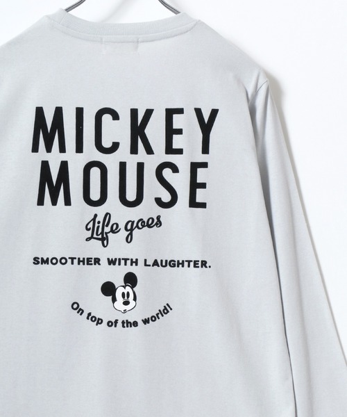 Disney（ディズニー）の「Disney/ディズニー ミッキー ミニー くまのプーさん ティガー ポケット付き ワンポイントロゴ刺繍 バックプリントロンT 長袖Tシャツ（Tシャツ/カットソー・レディース・グレー系その他/グリーン系その他/パープル系その他/オフホワイト/アッシュグレー/グリーン/ラベンダー/ブラック系その他・M/L）」の4枚目の写真