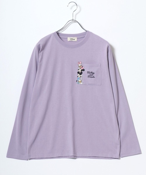 Disney（ディズニー）の「Disney/ディズニー ミッキー ミニー くまのプーさん ティガー ポケット付き ワンポイントロゴ刺繍 バックプリントロンT 長袖Tシャツ（Tシャツ/カットソー・レディース・グレー系その他/グリーン系その他/パープル系その他/オフホワイト/アッシュグレー/グリーン/ラベンダー/ブラック系その他・M/L）」の12枚目の写真