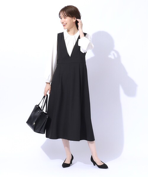 DRESKIP（ドレスキップ）の「デイリーにもお出かけにも Vネックフレアジャンドレ（ワンピース・レディース・ブラック/チャコールグレー/キャメル・02/03/04）」の16枚目の写真