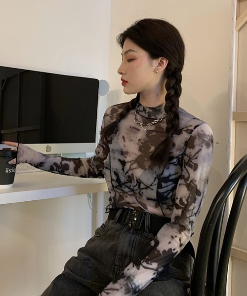HALEY PESCA(ヘーリーペスカ)の「HALEY PESCA/ミニ丈 シースルートップス カットソー(Tシャツ/カットソー・レディース・ブラック系その他2/ブラック系その他・FREE)」の8枚目の写真