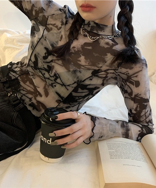 HALEY PESCA(ヘーリーペスカ)の「HALEY PESCA/ミニ丈 シースルートップス カットソー(Tシャツ/カットソー・レディース・ブラック系その他2/ブラック系その他・FREE)」の11枚目の写真