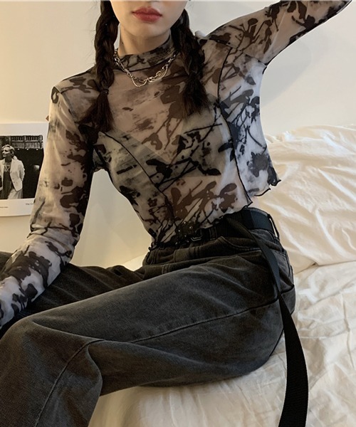 HALEY PESCA(ヘーリーペスカ)の「HALEY PESCA/ミニ丈 シースルートップス カットソー(Tシャツ/カットソー・レディース・ブラック系その他2/ブラック系その他・FREE)」の14枚目の写真