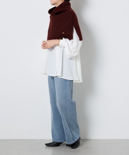 PAPILLONNER（パピヨネ）の「ショートニットポンチョ（マフラー・レディース・ボルドー/カーキ/ベージュ・FREE）」の17枚目の写真