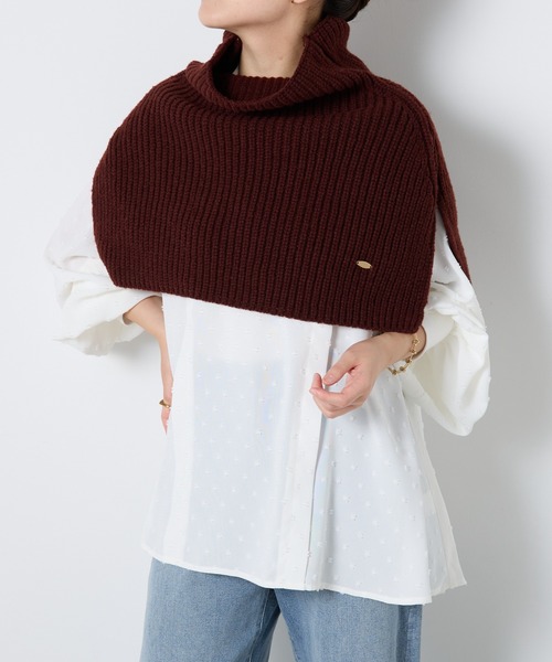 PAPILLONNER（パピヨネ）の「ショートニットポンチョ（マフラー・レディース・ボルドー/カーキ/ベージュ・FREE）」の16枚目の写真