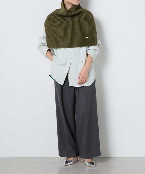 PAPILLONNER（パピヨネ）の「ショートニットポンチョ（マフラー・レディース・ボルドー/カーキ/ベージュ・FREE）」の18枚目の写真