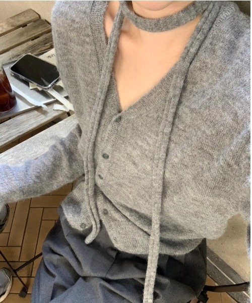 almo（アルモ）の「【LAMPOON】ストールセットカーディガン（カーディガン/ボレロ・レディース・ブラック/グレー/ブルー・FREE）」の5枚目の写真