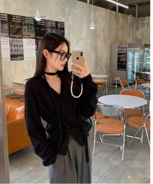 美品✨メゾンドソイル アルパカ混 ブークレ ポンチョ カーディガン 黒 ゆったり アルパカサリーフォックス ダブルフェイス ニットカーディガン｜Ron