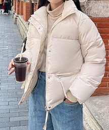 スタンドカラー 裾ドローコード ダウンジャケット culw770