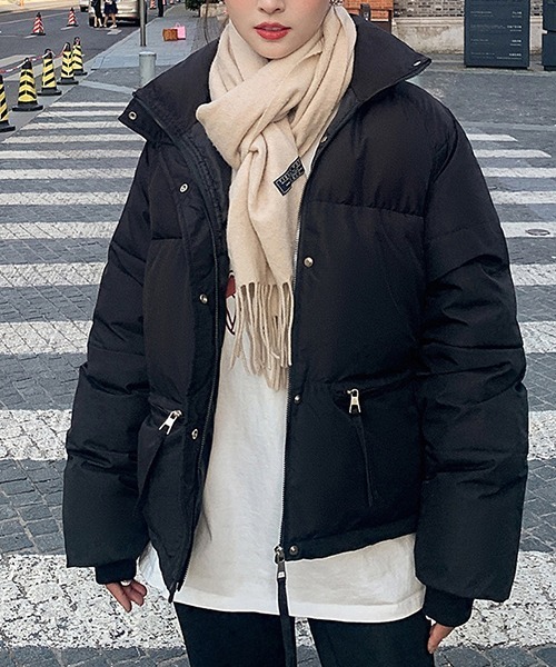 美品【肉厚】ポロジーンズ　ダウンコートM 黒　フード　ドローコード　内リブ スタンドカラー 裾ドローコード ダウンジャケット culw770（ダウン