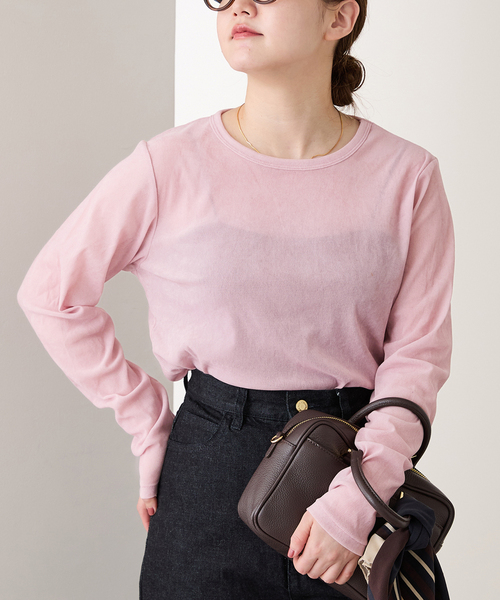 IENA(イエナ)の「《WEB限定/追加》フロッキーチュール ロングスリーブプルオーバー(Tシャツ/カットソー・レディース・ピンク/グレー・FREE)」の2枚目の写真