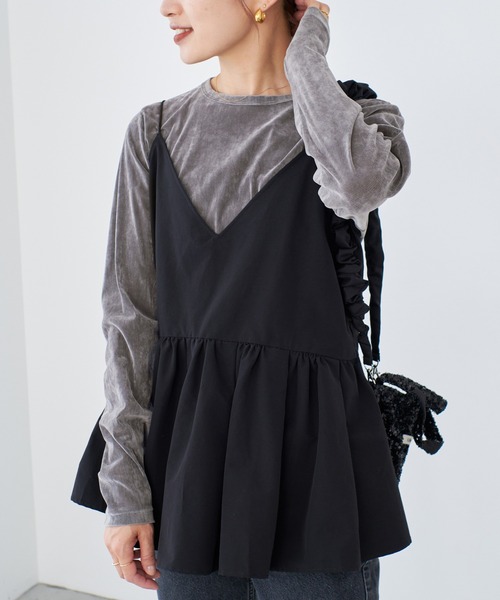 IENA(イエナ)の「《WEB限定/追加》フロッキーチュール ロングスリーブプルオーバー(Tシャツ/カットソー・レディース・ピンク/グレー・FREE)」の5枚目の写真