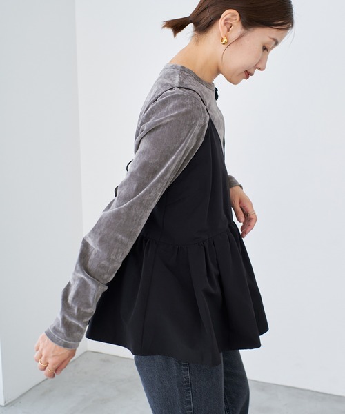 IENA(イエナ)の「《WEB限定/追加》フロッキーチュール ロングスリーブプルオーバー(Tシャツ/カットソー・レディース・ピンク/グレー・FREE)」の7枚目の写真