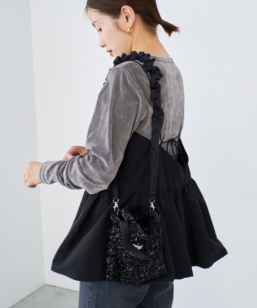 IENA(イエナ)の「《WEB限定/追加》フロッキーチュール ロングスリーブプルオーバー(Tシャツ/カットソー・レディース・ピンク/グレー・FREE)」の8枚目の写真