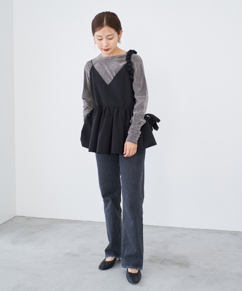 IENA(イエナ)の「《WEB限定/追加》フロッキーチュール ロングスリーブプルオーバー(Tシャツ/カットソー・レディース・ピンク/グレー・FREE)」の10枚目の写真