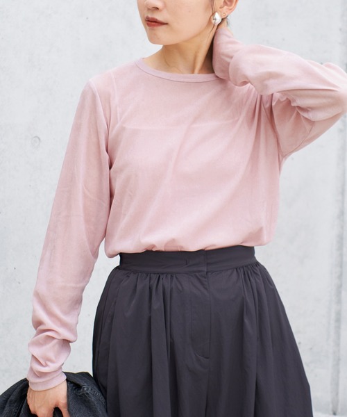 IENA(イエナ)の「《WEB限定/追加》フロッキーチュール ロングスリーブプルオーバー(Tシャツ/カットソー・レディース・ピンク/グレー・FREE)」の14枚目の写真