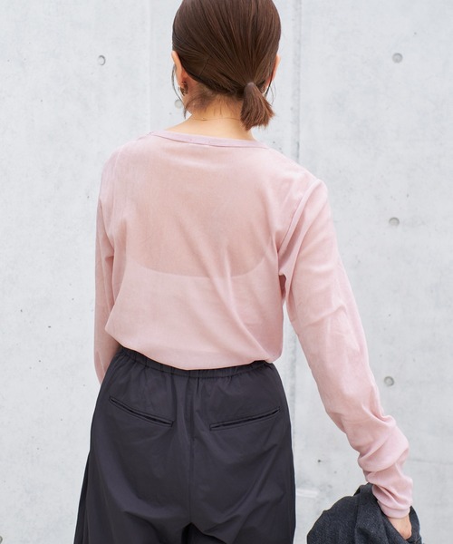 IENA(イエナ)の「《WEB限定/追加》フロッキーチュール ロングスリーブプルオーバー(Tシャツ/カットソー・レディース・ピンク/グレー・FREE)」の15枚目の写真