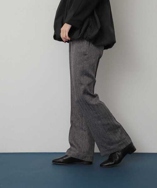 新品タグ付き アーバンリサーチ かぐれ ウールフレアプルオーバー　 BLACK ウール調フレアパンツ(ガウチョ・ワイドパンツ) | a.v.v(アー・ヴェ