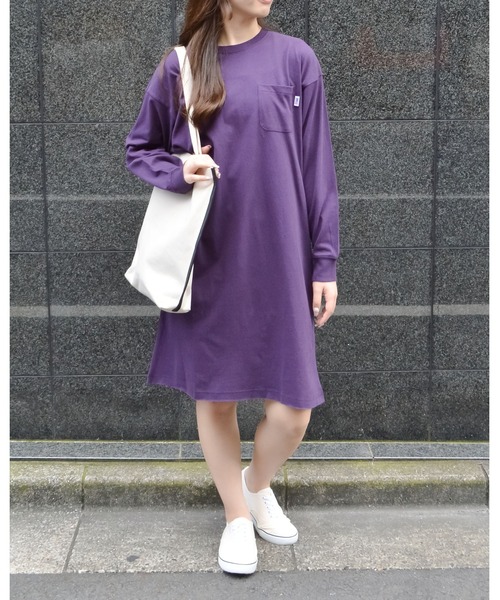 spiritoso（スピリトーゾ）の「【spiritoso】USAコットン ロンTワンピース(CP)（ワンピース・レディース・ブラック/カーキ/ホワイト/パープル/ブルー系その他/ベージュ・FREE）」の12枚目の写真