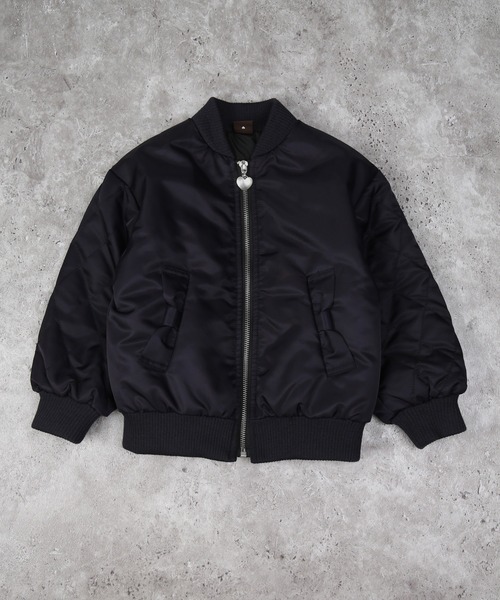 AIMABLE(エマーブル)の「ポケットリボンブルゾン(ブルゾン・キッズ・ブラック/ベージュ・100/110/120/130/140)」の1枚目の写真