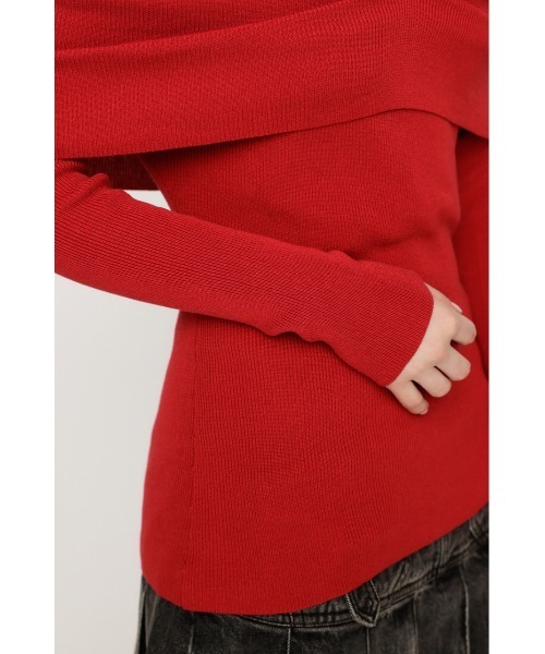 SLY（スライ）の「OFF SHOULDER KNIT TOPS オフ ショルダー ニット トップス（ニット/セーター・レディース・レッド/グレー/アイボリー/ブラック・FREE）」の14枚目の写真