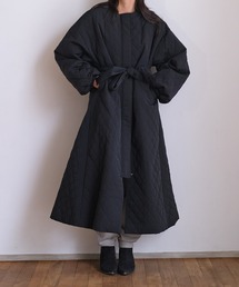 AKTE | キルティングマキシコート(ノーカラーコート)