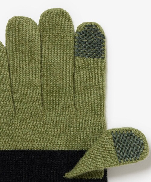 LACOSTE（ラコステ）の「カラーブロックニットグローブ / タッチパネル対応（手袋・メンズ・ブラック/ネイビー・FREE）」の4枚目の写真