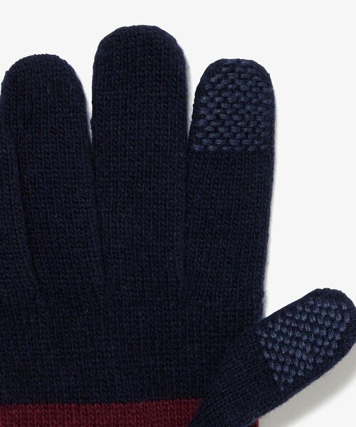 LACOSTE（ラコステ）の「カラーブロックニットグローブ / タッチパネル対応（手袋・メンズ・ブラック/ネイビー・FREE）」の6枚目の写真