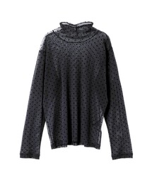 mizuiro ind メッシュドットハイネックプルオーバー