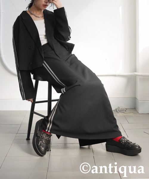 antiqua(アンティカ)の「ラインスカート(スカート・レディース・グレー/ブラック/ネイビー・ONESIZE)」の1枚目の写真