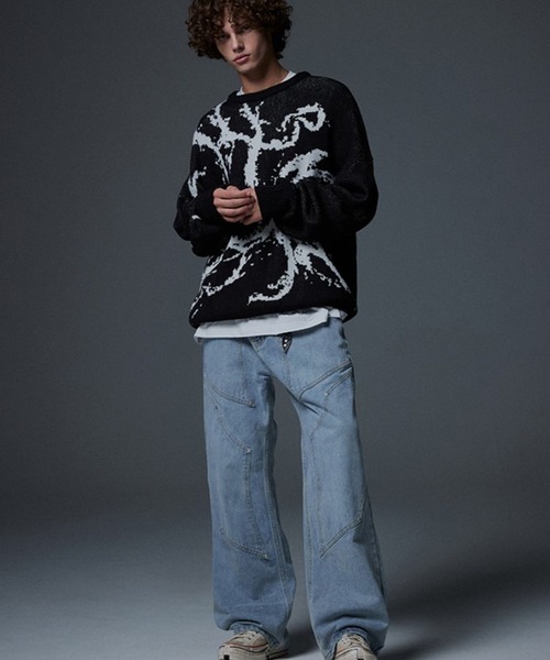 NOT4NERD ジップニット NOT4NERD ジップニット NOT4NERD □ Stud Half Logo Pigment Hood Zip up