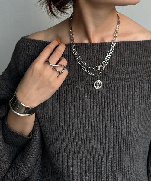 DouDou(ドゥドゥ)の「2WAYコインネックレス(ネックレス・レディース・シルバー/ゴールド・FREE)」の2枚目の写真