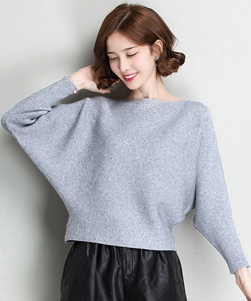 Miniministore(ミニミニストア)の「ニットトップス ボートネック長袖(ニット/セーター・レディース・ブラック/ダークグリーン/イエロー/テラコッタ/ワインレッド/ライトグレー/キャメル/ホワイト/グレー・FREE)」の10枚目の写真